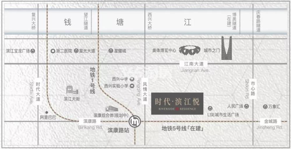 时代滨江悦交通图