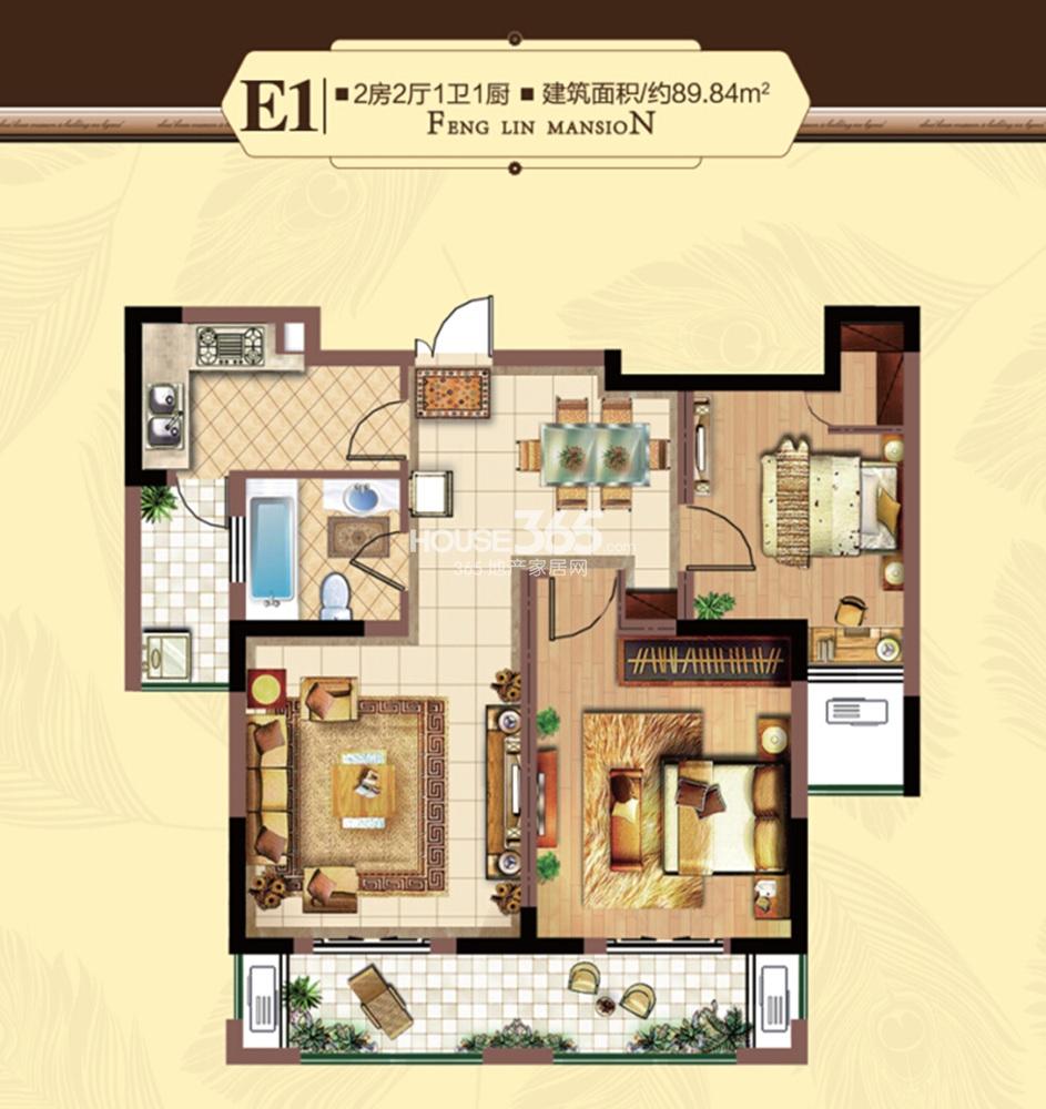 凤麟府e1户型89.84㎡(8.29)