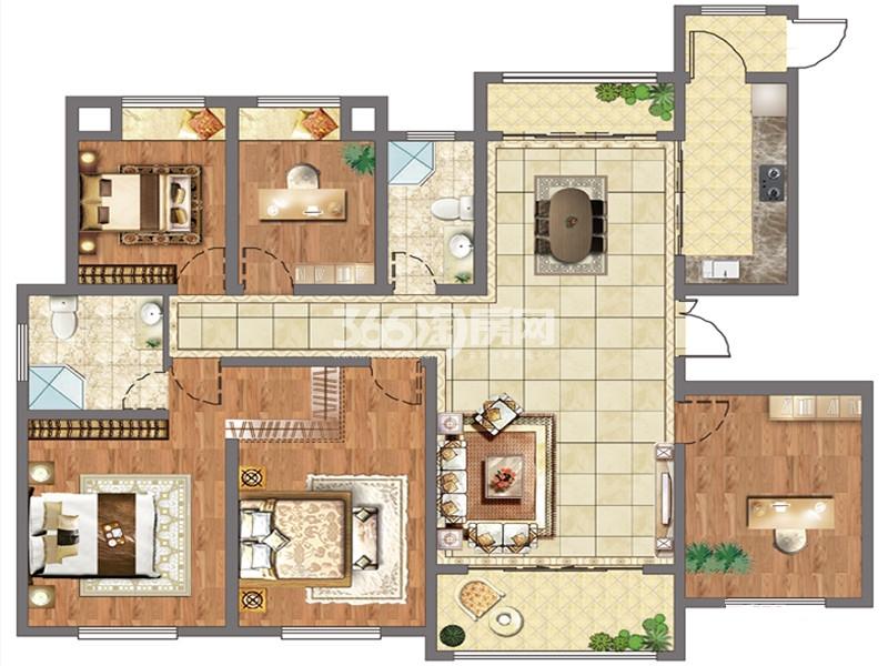 h户型5室2厅2卫1厨 168.00㎡